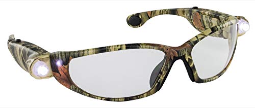 SAS Safety 5422 Lunettes de sécurité pour inspecteurs LED – Monture camouflage beige avec lumières LED – Lentille transparente – Sac en polyéthylène