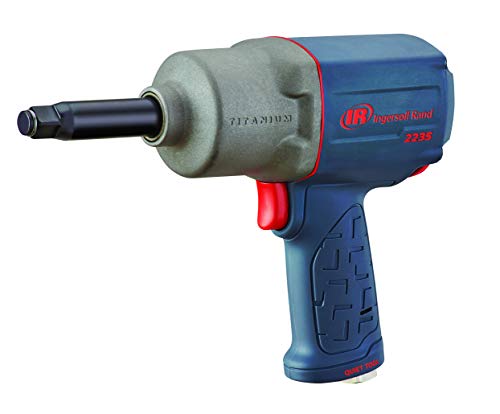 Ingersoll Rand 22235QTiMAX-2 1/2 Drive Air Impact Wrench with 2" Extended Anvil and Quiet Technology, 1,300 ft/lbs Powerful Torque Output, Lightweight, Titanium Hammer Case, Gray