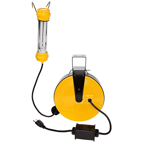 Bayco SL-827 13-watt Fluorescent Work Light on 50-Foot Metal Reel, Yellow