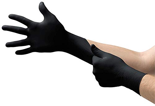 Microflex MK-296-S-Box Midknight Exam Gloves, PF Nitrile, Textured, Black, Small (Pack of 100)