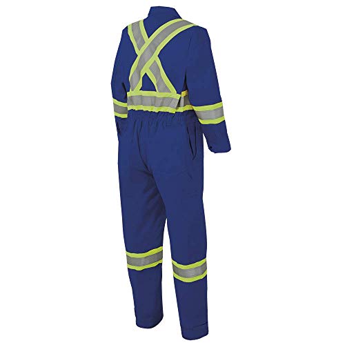 Pioneer Easy Boot Access CSA UL ARC 2 Flame Resistant Work Coverall, Lightweight Hi Vis Premium Cotton Nylon, Tall Fit, Royal, 48, V254051T-48 - Clothing - Proindustrialequipment