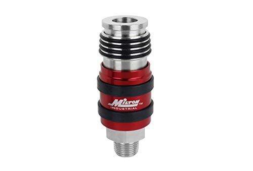 Milton Coupleur d'échappement de sécurité universel 2 en un – Débit corporel 3/8" MNPT x 3/8" – Boîte de 5, purge en toute sécurité l'excès d'air et désengage les raccords, rouge