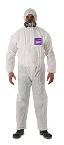 Microchem Alphatec 681500 Serged Hooded Disposable Coverall, 1/pk, Medium White