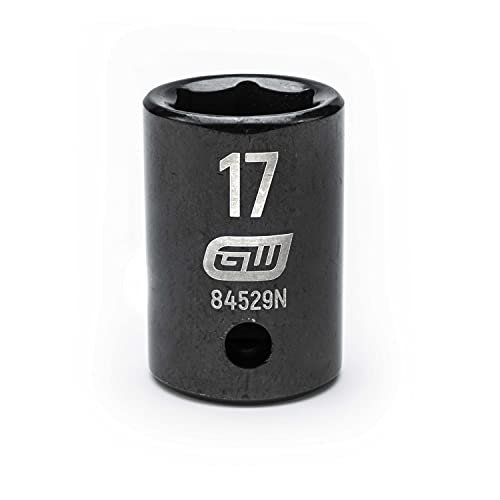 GearWrench 84529N 1/2" Drive 6 Point Standard Impact Metric Socket 17mm, Black