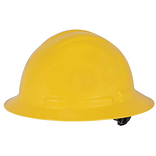 Sellstrom CSA Type 1 Class E Full Brim Hard Hat, 4-Point Suspension With Height Adjustments and Accessory Slots, Yellow, S69210 - Fall Protection - Proindustrialequipment