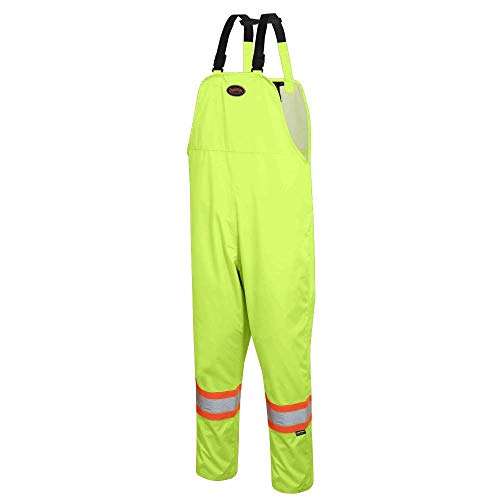 Pioneer V1082360-4XL Loose Fit Waterproof Work Bib Pants, Tear-Resistant Fully Adjustable, Men, Hi-Vis Green , 4XL - Clothing - Proindustrialequipment