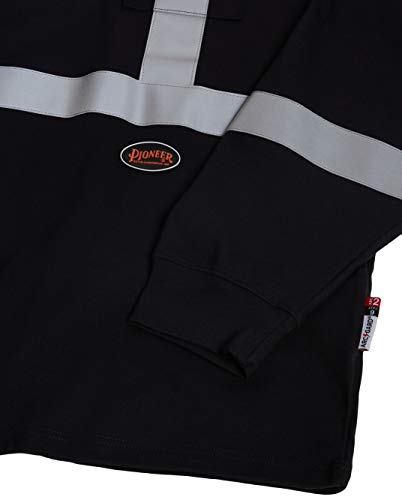 Pioneer Flame Resistant Cotton Long Sleeve High Visibility Safety Work Shirt, Black, 2XL, V2580470-2XL - Clothing - Proindustrialequipment