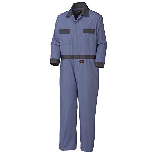 Pioneer Heavy-Duty Shop & Garage Work Coverall With Action Back & Elastic Waist, 7 Storage Pockets, 100% Cotton , Navy Blue, 48, V2010110-48 - Clothing - Proindustrialequipment