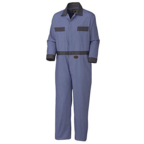Pioneer Heavy-Duty Shop & Garage Work Coverall With Action Back & Elastic Waist, 7 Storage Pockets, 100% Cotton , Navy Blue, 44, V2010110-44 - Clothing - Proindustrialequipment
