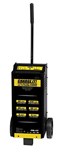 Clore Automotive CHARGE IT! 12/24V WHEELED BATTERY CHARGER with ENGINE START, black/yellow (4745) - Proindustrialequipment