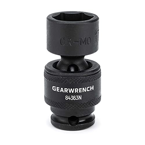 GearWrench 84363N 3/8" Drive 6 Point Standard Universal Impact Metric Socket 17mm, Black