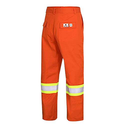 Pioneer ARC 2 Premium Cotton and Nylon Flame Resistant Work Pants, 4 Pockets, Hi Vis Reflective Stripe, Orange, 30X30, V2540550-30x30 - Clothing - Proindustrialequipment