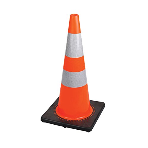 Pioneer V6200550-O/S 28" (70 cm) Premium PVC Flexible Safety Cone, Reflective Band (Traffic Cone) Orange, 70 cm - Work Site and Traffic Safety - Proindustrialequipment