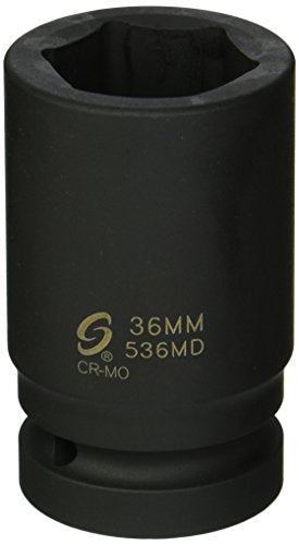 Sunex 536MD Dado de impacto métrico de 6 puntos de profundidad con accionamiento de 1 pulgada, 36 mm