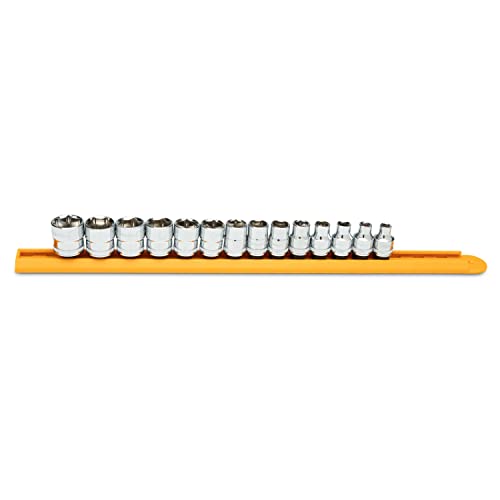 GearWrench 80552 Jeu de 14 douilles métriques standard à 6 pans, entraînement 3/8 pouces, 14 pièces