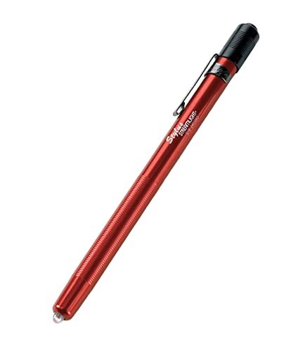 Streamlight 65035 Stylus bolígrafo con luz LED blanca de 11 lúmenes con 3 pilas alcalinas AAAA, rojo, embalaje tipo almeja