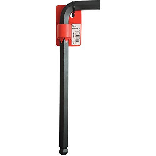 Bondhus 15786 17mm Ball End Tip Hex Key L-Wrench with ProGuard Finish, Tagged and Barcoded, Long Arm, red