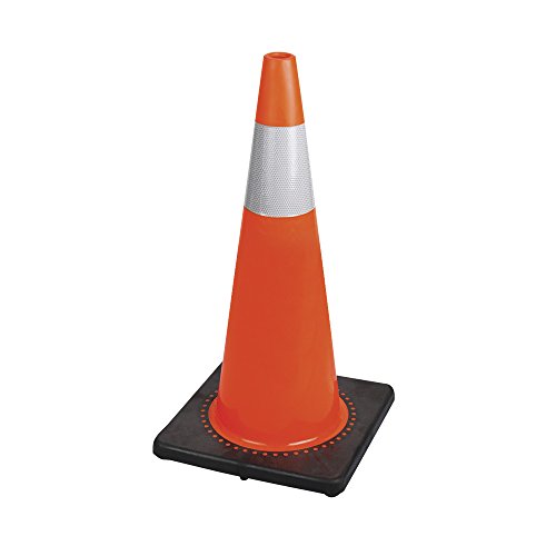 Pioneer V6200850-O/S 28" (70 cm) Premium PVC Flexible Safety Cone, Reflective Band (Traffic Cone) Orange, 70 cm - Work Site and Traffic Safety - Proindustrialequipment