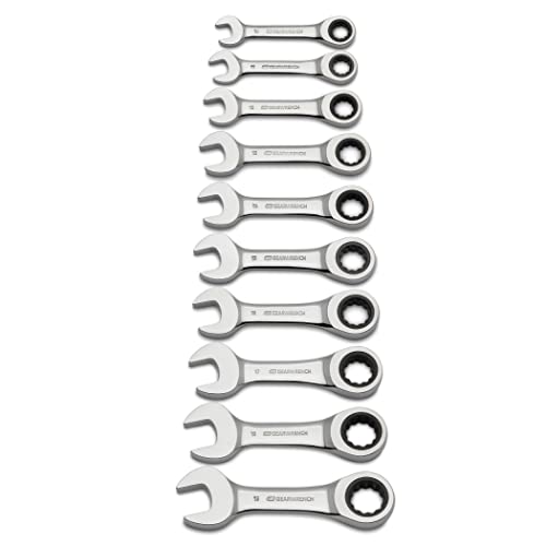 GearWrench 9520 Juego de llaves de trinquete combinadas rechonchas métricas de 10 piezas