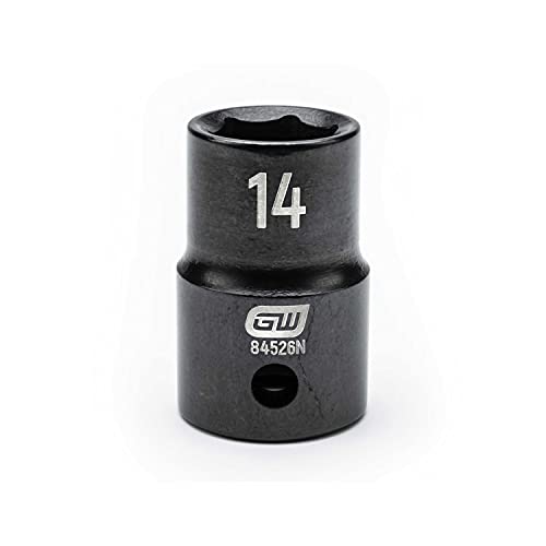 GEARWRENCH 84526N 1/2" Drive 6 Point Standard Impact Metric Socket 14mm, Black