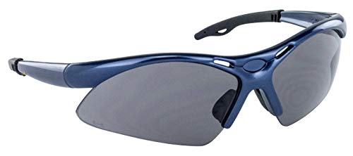 SAS Safety 540-0301 Diamondback Glasses Lunettes de sécurité avec lentille en polycarbonate à fort impact avec sac en polyéthylène, lentille ombrée/monture bleue