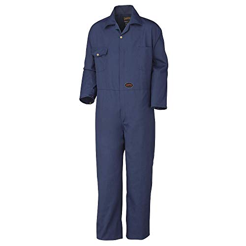 Pioneer 7-Pocket Heavy-Duty Work Coverall With Adjustable Wrist, Action Back and Elastic Waist , Navy Blue, 48, V2020380-48 - Clothing - Proindustrialequipment