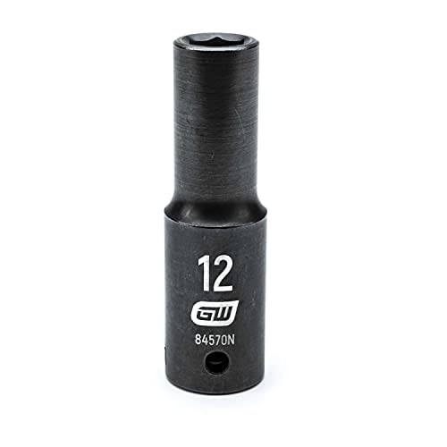 GEARWRENCH 84570N 1/2" Drive 6 Point Deep Impact Metric Socket 12mm, Black