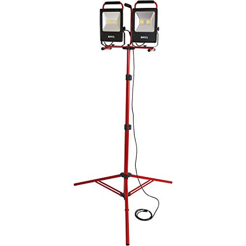 Bayco SL-1530 10,000 lm Led Dual Fixture Work Light on Tripod Stand, Black/Red