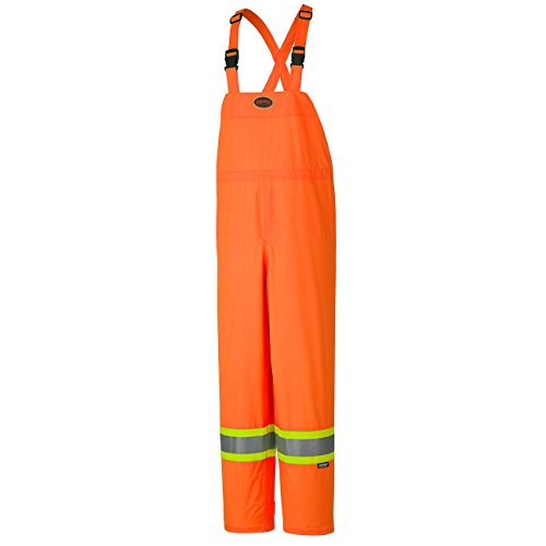 Pioneer V1090250-S Lightweight Waterproof Work Bib Pants, Boot Access Zippers, Men, Hi-Vis Orange, S - Clothing - Proindustrialequipment