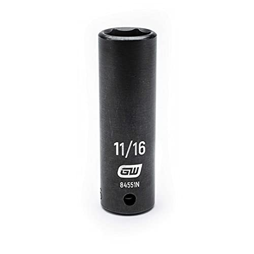 GEARWRENCH 84551N 1/2" Drive 6 Point Deep Impact SAE Socket 11/16", Black