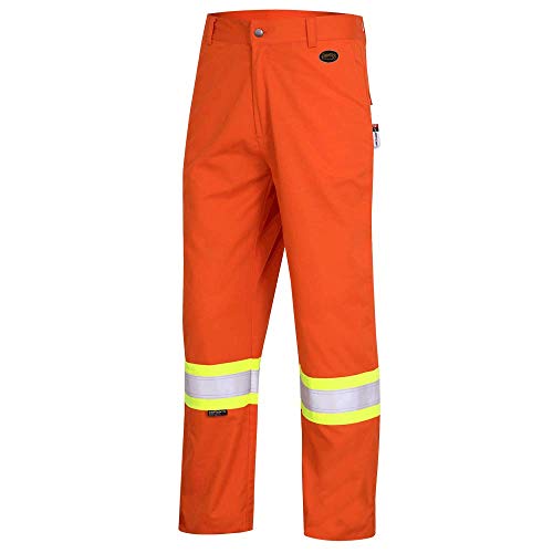 Pioneer ARC 2 Premium Cotton and Nylon Flame Resistant Work Pants, 4 Pockets, Hi Vis Reflective Stripe, Orange, 44X32, V2540550-44x32 - Clothing - Proindustrialequipment