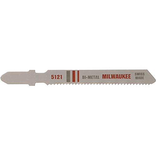 Milwaukee 48-42-5310 Hoja de sierra caladora para madera incrustada con clavo en T, 4 pulgadas, 10 TPI, color blanco, paquete de 5