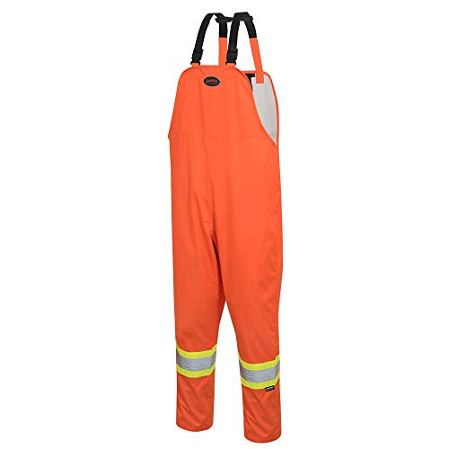 Pioneer V1082350-2XL Loose Fit Waterproof Work Bib Pants, Tear-Resistant Fully Adjustable, Men, Hi-Vis Orange , 2XL - Clothing - Proindustrialequipment