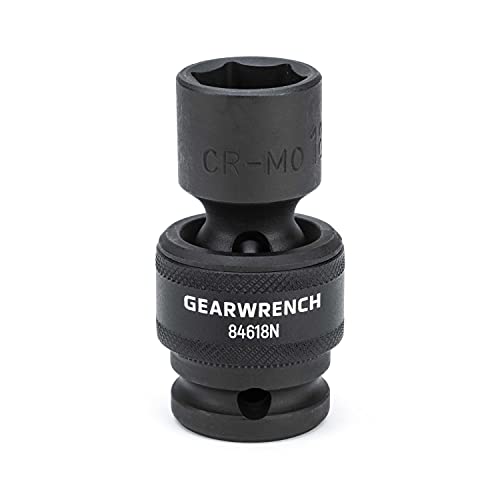 GEARWRENCH 84618N Dado métrico de impacto universal estándar de 6 puntos con accionamiento de 1/2 ", 18 mm, negro