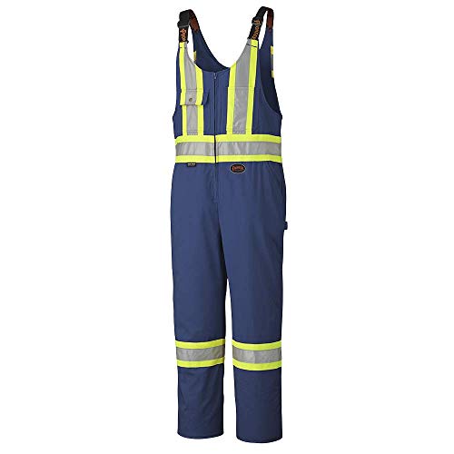 Pioneer CSA Hi Vis Overall Bib Work Pants, Reflective Stripe, 7 Reinforced Pockets, Blue, 36, V2030180-36 - Clothing - Proindustrialequipment