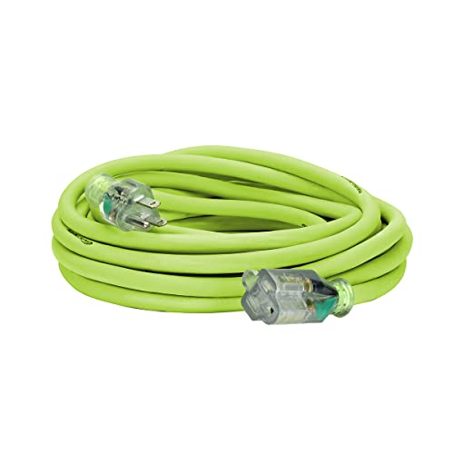 Flexzilla Pro Extension Cord, 12/3 AWG SJTW, 25', Lighted Plug, Indoor/Outdoor, ZillaGreen-721-123025FZL5F