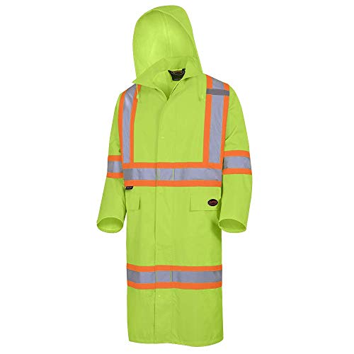 Pioneer CSA Heavy-Duty Waterproof High Visibility Long Coat, Liberal Fit with Full Back Vent, Yellow/Green, 2XL, V1081460-2XL - Clothing - Proindustrialequipment