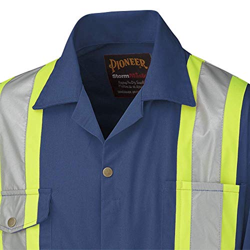 Pioneer CSA Action Back High Visibility Work Coverall with Elastic Waist & Adjustable Wrist, 7-Pocket, Navy Blue, 54, V2020580-54 - Clothing - Proindustrialequipment