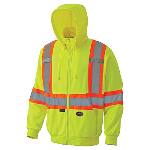 Pioneer V1060560-2XL High Visibility Safety Hoodie, Micro Fleece, Yellow-Green, 2XL - Clothing - Proindustrialequipment