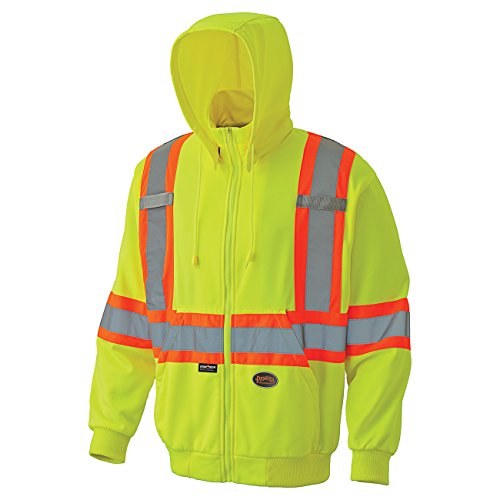 Pioneer V1060560-5XL High Visibility Safety Hoodie, Micro Fleece, Yellow-Green, 5XL - Clothing - Proindustrialequipment