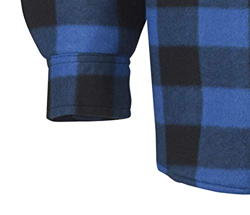 Pioneer V3080393-L Polar Fleece Work Shirt - Quilted Hooded, Royal-Black Plaid, L - Clothing - Proindustrialequipment