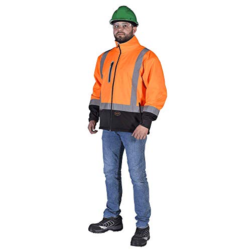 Pioneer V1100250-XL Softshell Reflective Work Jacket, Zip-Closure Pockets, Orange, XL - Clothing - Proindustrialequipment