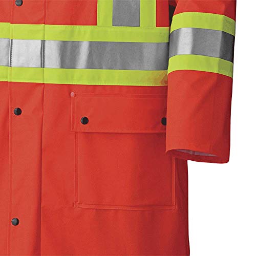 Pioneer V3520350-L FR Oil & Chemical Resistant Long Rain Coat - Hi-Vis Lightweight, Orange, L - Clothing - Proindustrialequipment