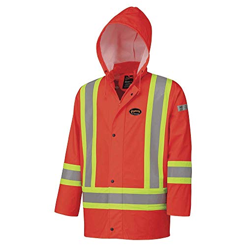 Pioneer V3520150-M FR Oil & Chemical Resistant Rain Jacket - Hi-Vis Lightweight, Orange, M - Clothing - Proindustrialequipment