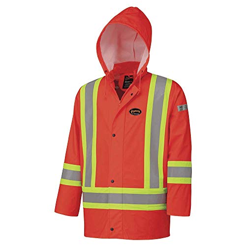 Pioneer V3520150-6XL FR Oil & Chemical Resistant Rain Jacket - Hi-Vis Lightweight, Orange, 6XL - Clothing - Proindustrialequipment