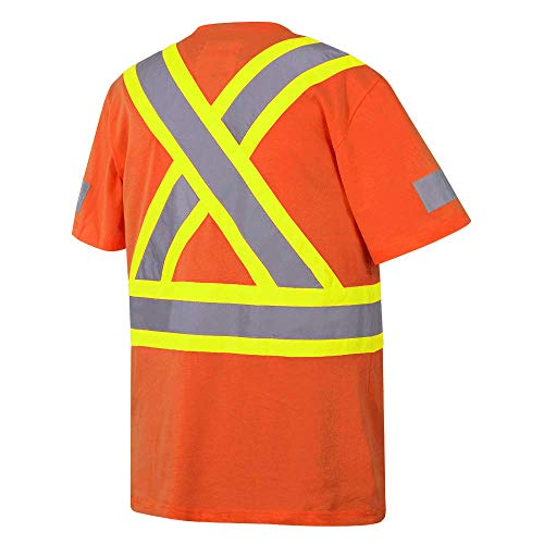 Pioneer 100% Cotton High Visibility T-Shirt, Startech Reflective Tape, Orange, 3XL, V1050550-3XL - Clothing - Proindustrialequipment