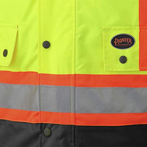 Pioneer V1120161-XL Winter 6-in-1 Parka Jacket - 100% Waterproof hi-viz Rainwear, Yellow-Green, XL - Clothing - Proindustrialequipment
