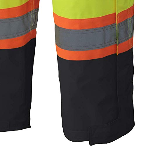 Pioneer V1200460-S Heavy-Duty Bib Work Pants - 100% Waterproof, Zippered Inside Pocket, Men, Hi-Vis Green, S - Clothing - Proindustrialequipment