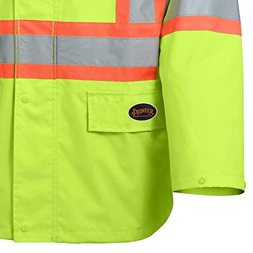 Pioneer V1081360-3XL Hi-Viz Safety Rain Jacket, Tear and Abrasion Resistant, Green, 3XL - Clothing - Proindustrialequipment