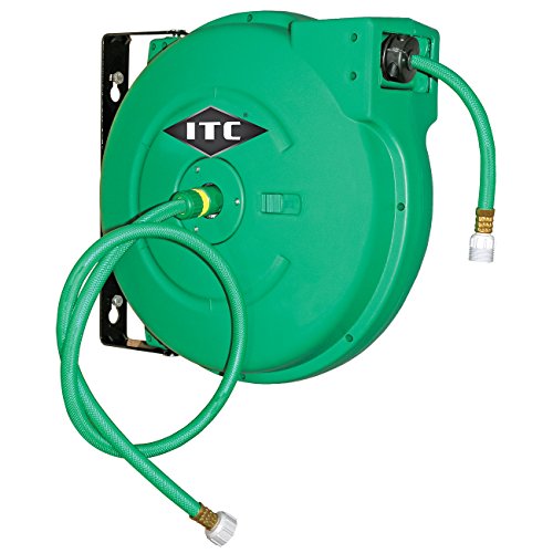 ITC Professional 1/2" X 65-Feet Retractable Water Hose Reel-Polypropylene, 28282 - Jet - Proindustrialequipment